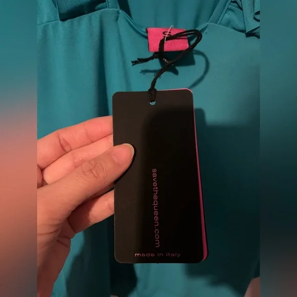 Save The Queen Turquoise Ruffle Tank Top - Picture 5 of 6